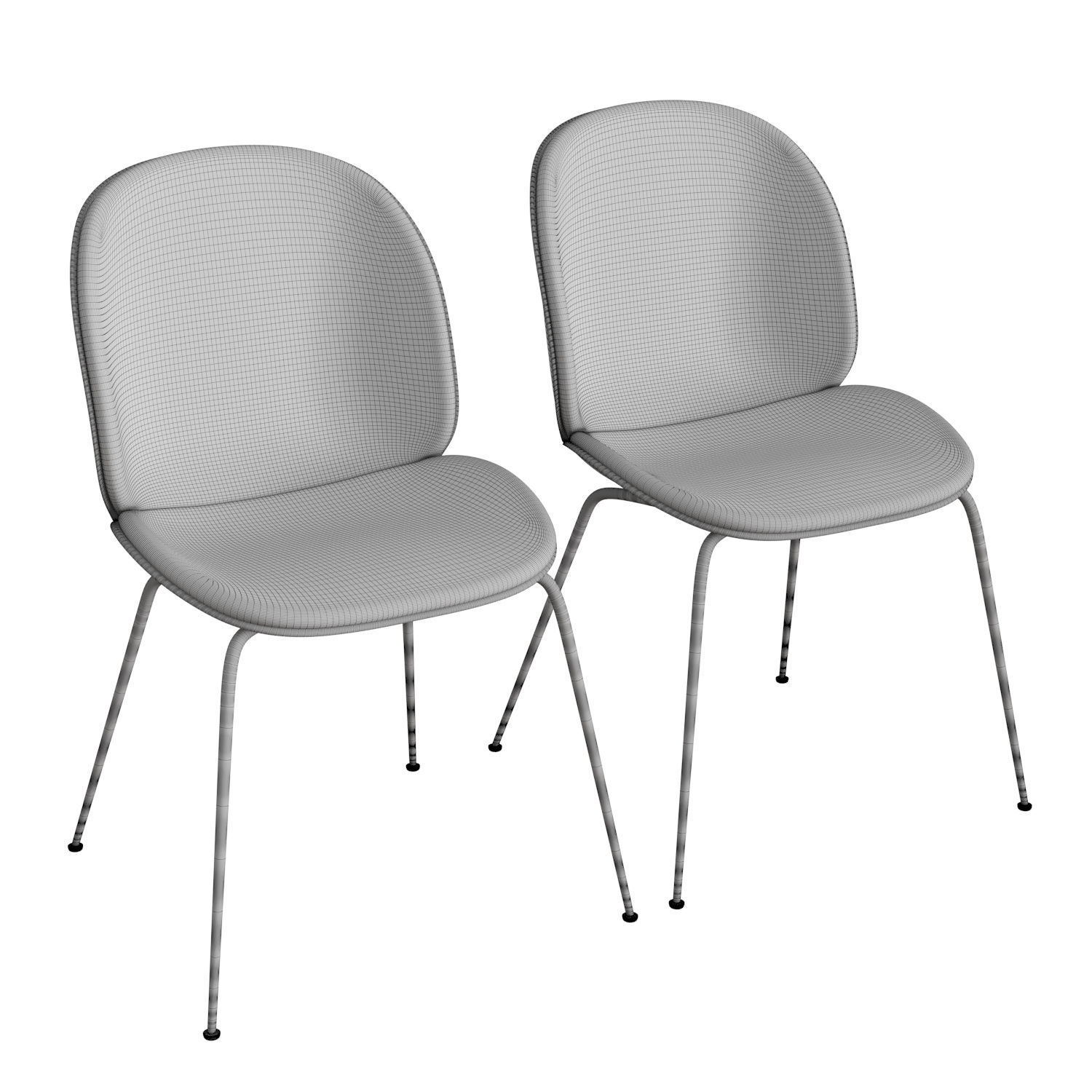 Beetle Dining Chair Front Upholstered Conic Base 3D model_4
