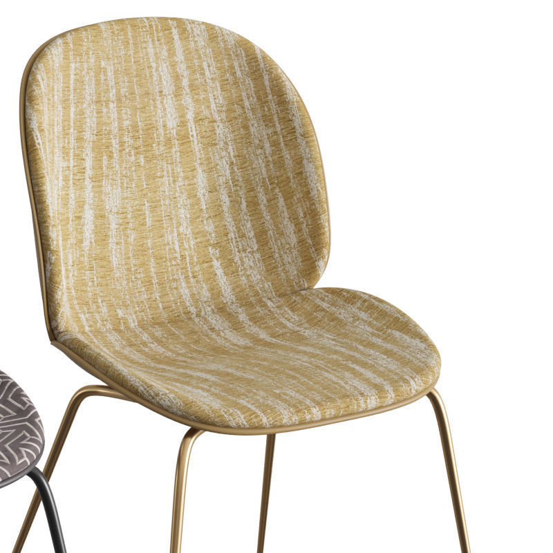Beetle Dining Chair Front Upholstered Conic Base 3D model_2
