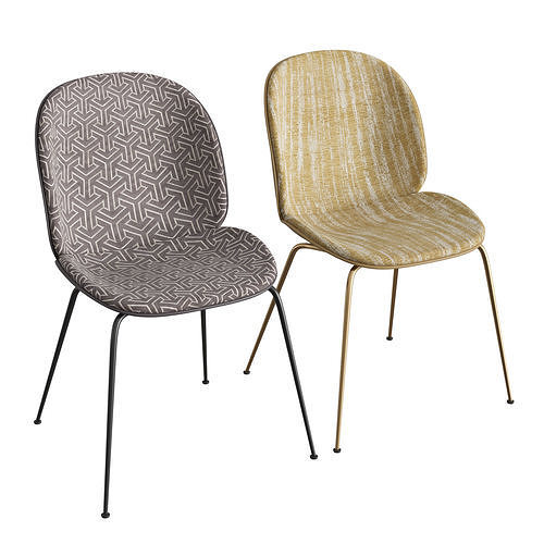 Beetle Dining Chair Front Upholstered Conic Base 3D model