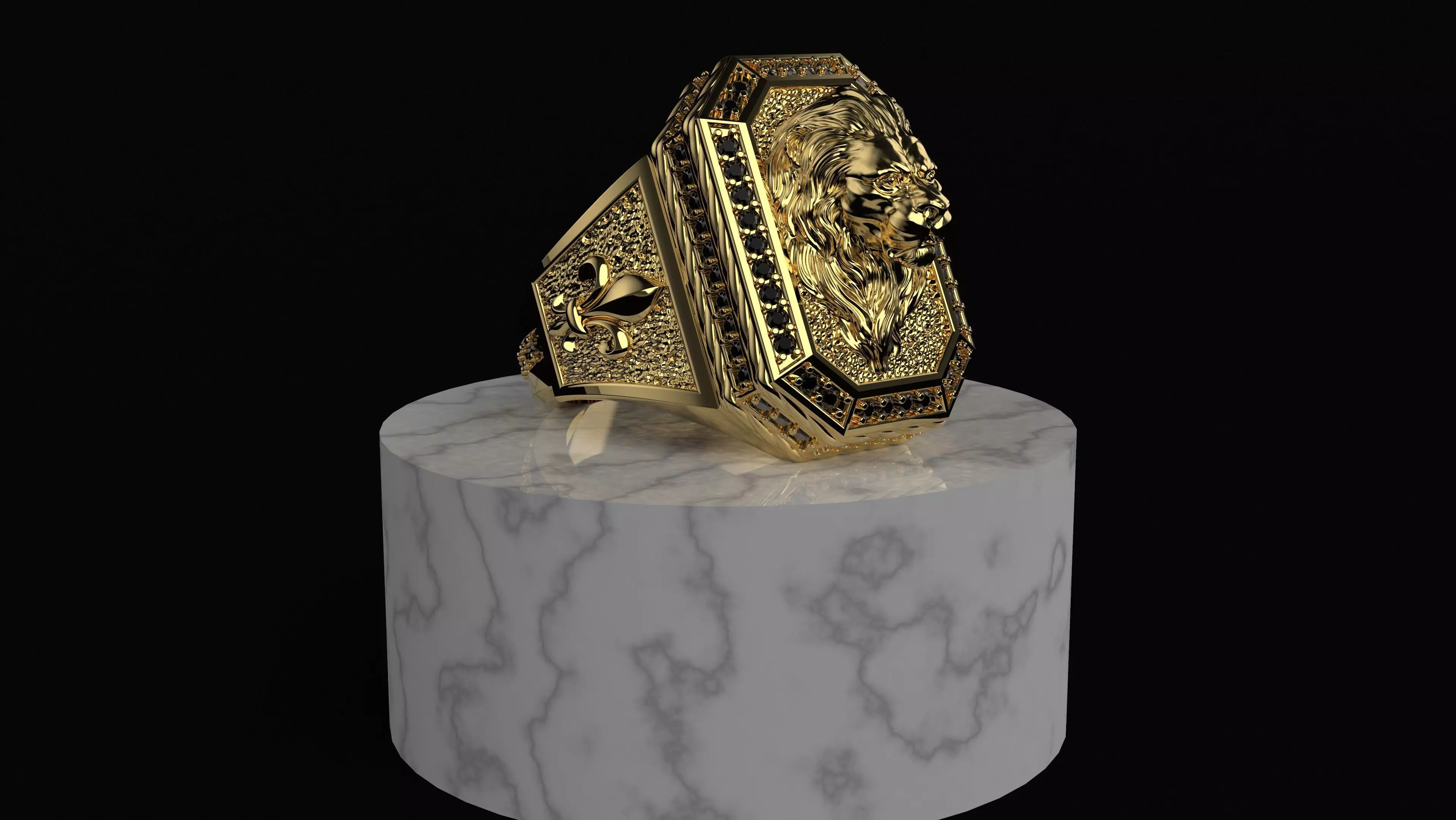 Lion Ring for men 3D print model_0