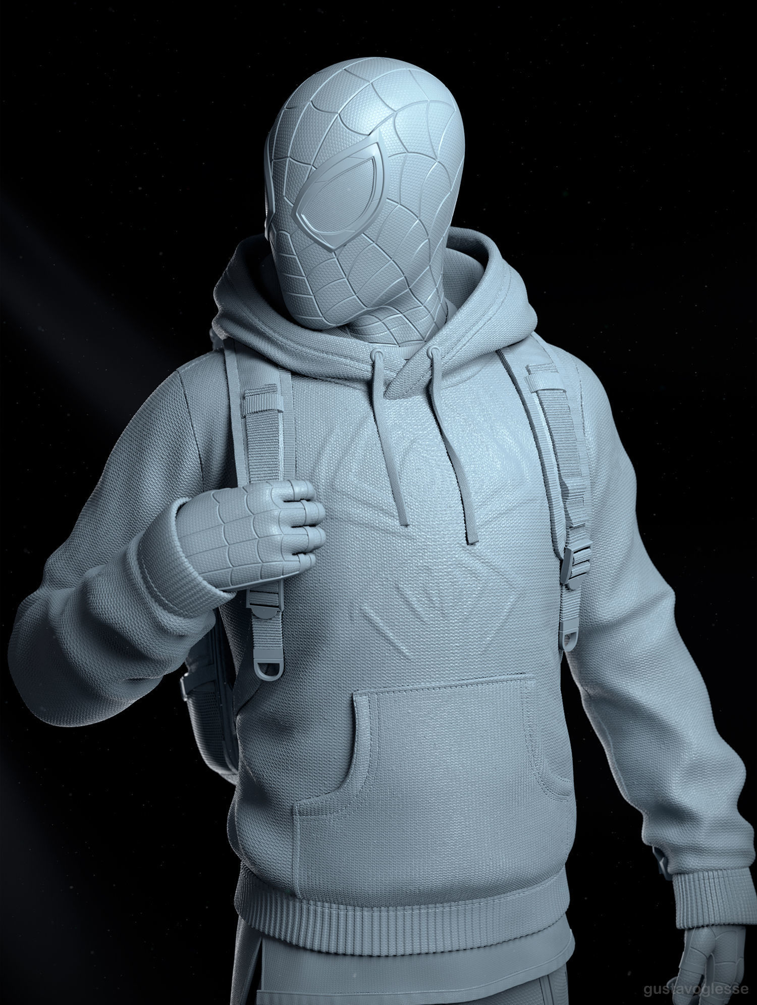 Spider-Man Miles Morales - Statue 3D print model_12