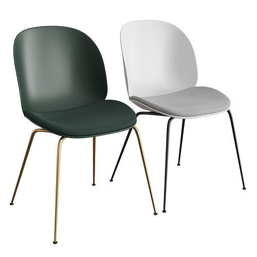 Beetle Dining Chair Seat Upholstered Conic Base 3D model