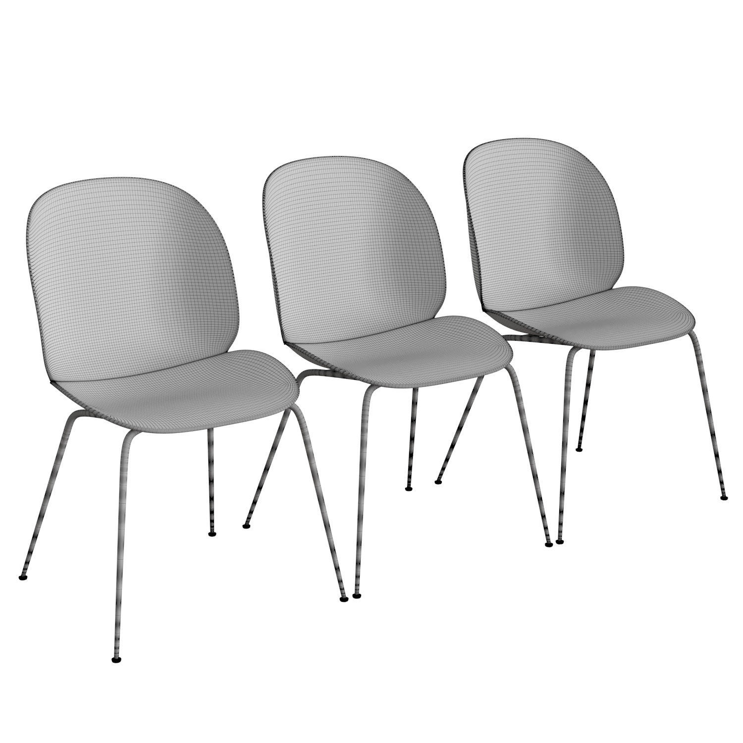 Beetle Dining Chair Un-Upholstered Conic Base 3D model_4