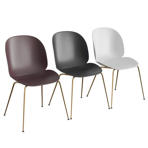 Beetle Dining Chair Un-Upholstered Conic Base 3D model