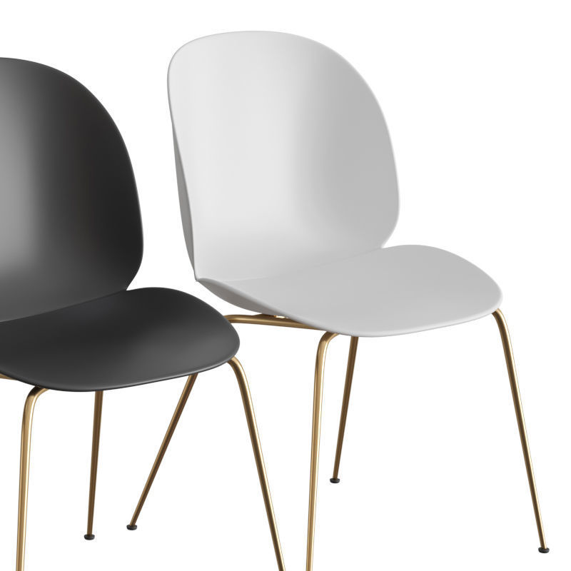 Beetle Dining Chair Un-Upholstered Conic Base 3D model_2