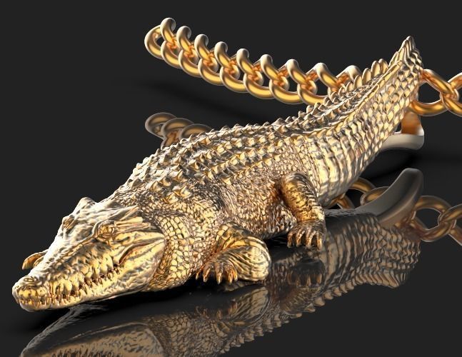 crocodile pendant Silver Gold  Print 3D print model_2