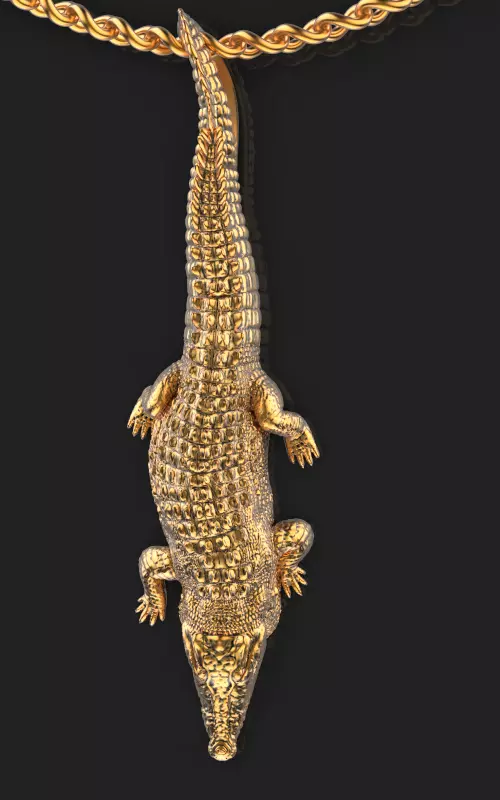 crocodile pendant Silver Gold  Print 3D print model_0