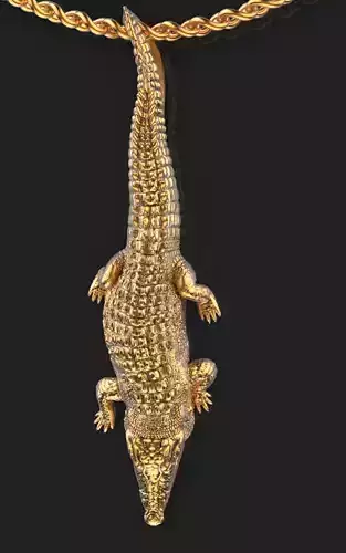 crocodile pendant Silver Gold  Print