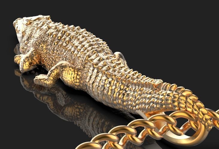 crocodile pendant Silver Gold  Print 3D print model_3