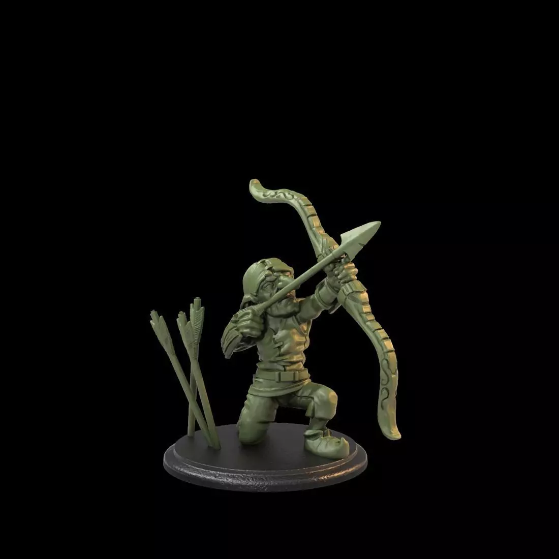 Goblin Archer Crouched - Pre supported 3D print model_0