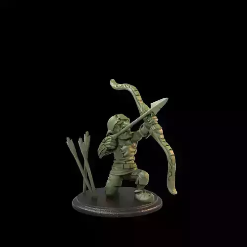 Goblin Archer Crouched - Pre supported 3D print model
