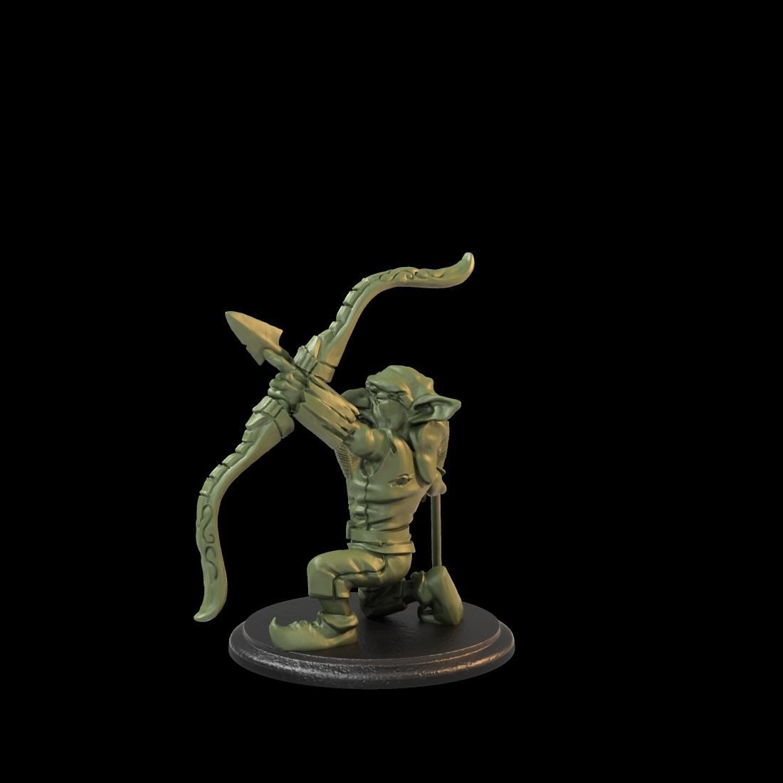 Goblin Archer Crouched - Pre supported 3D print model_2