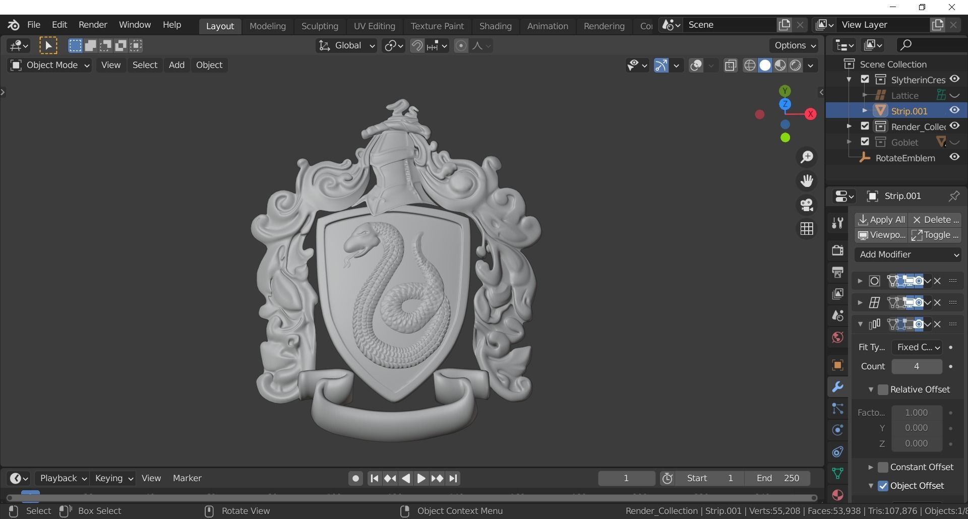 Slytherin Goblet with Crest 3D model_14