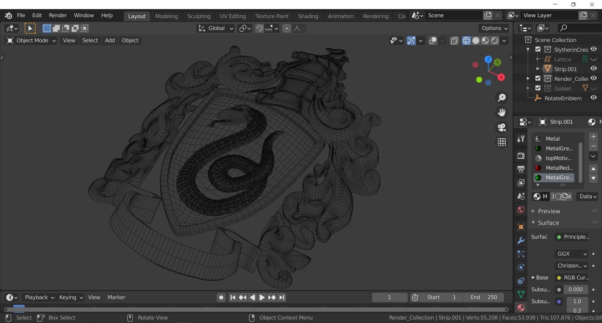 Slytherin Goblet with Crest 3D model_27