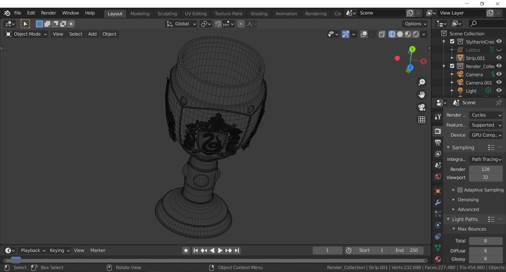 Slytherin Goblet with Crest 3D model_10