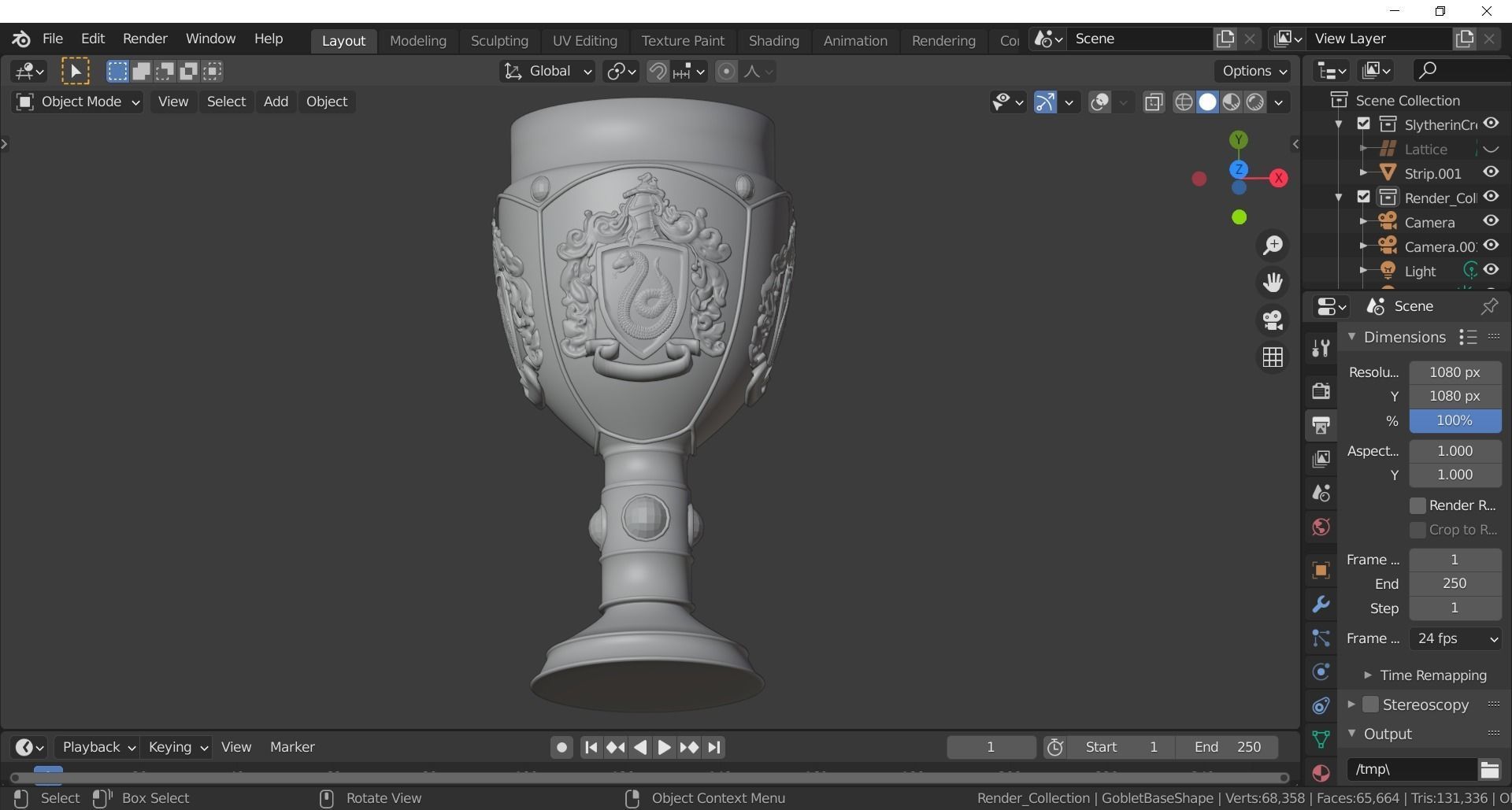 Slytherin Goblet with Crest 3D model_3