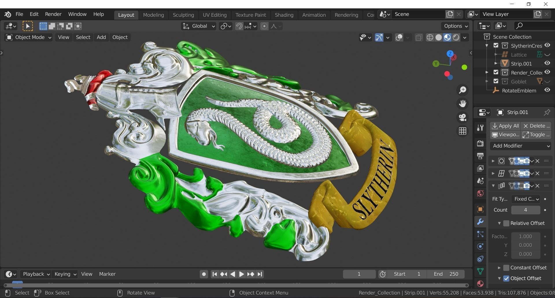 Slytherin Goblet with Crest 3D model_24