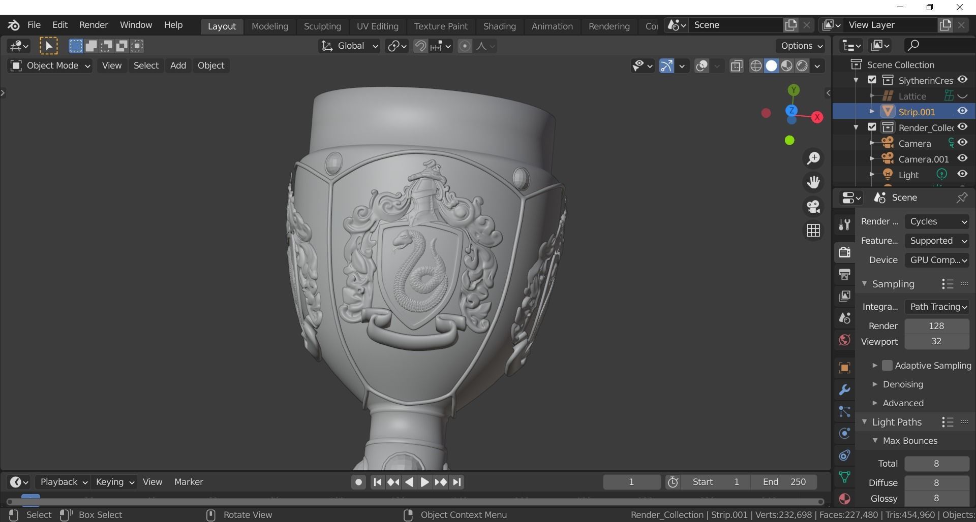 Slytherin Goblet with Crest 3D model_5