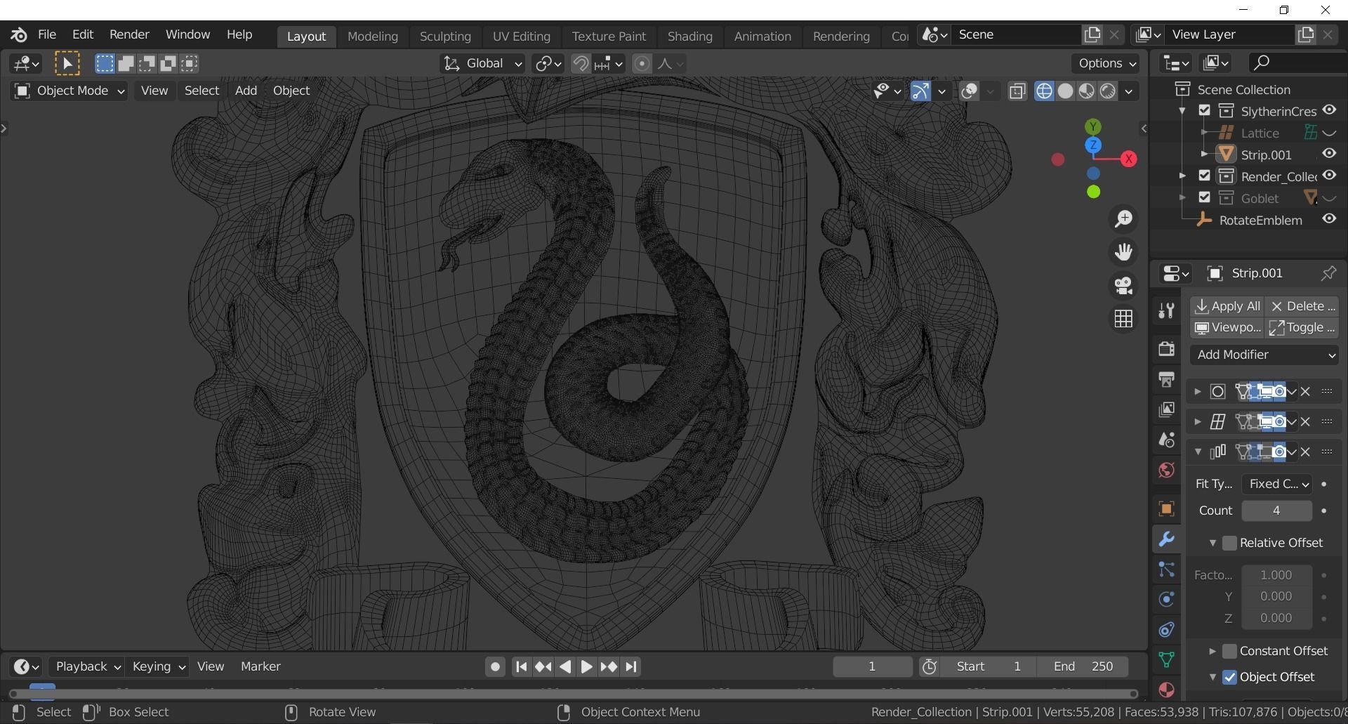 Slytherin Goblet with Crest 3D model_19