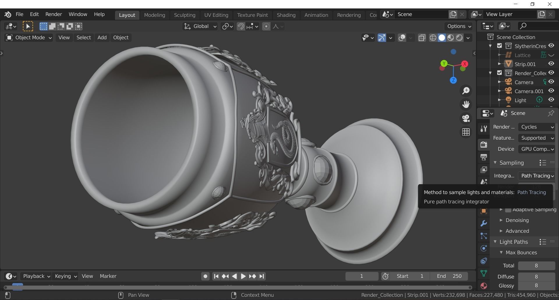 Slytherin Goblet with Crest 3D model_12