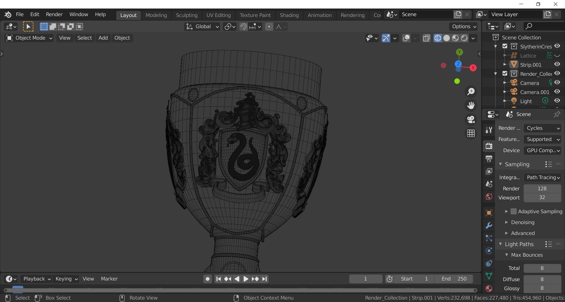 Slytherin Goblet with Crest 3D model_7