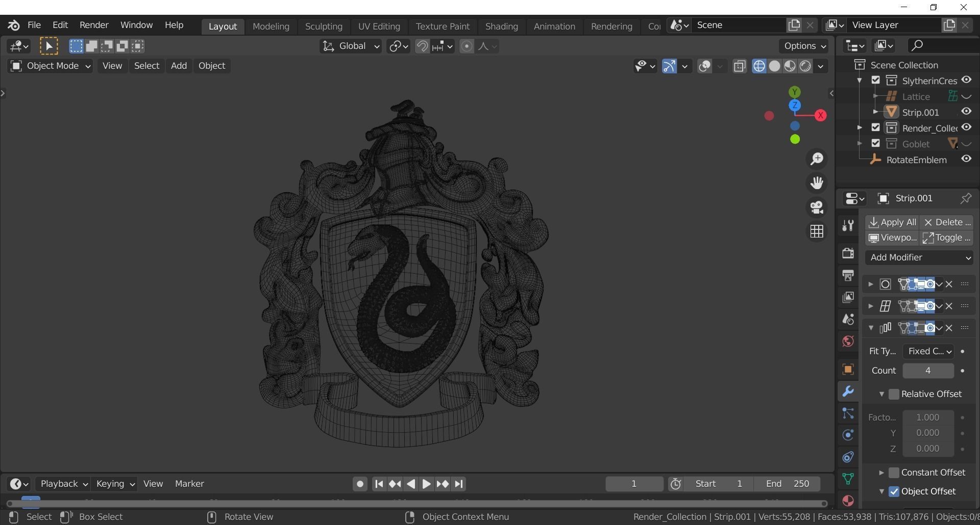 Slytherin Goblet with Crest 3D model_16