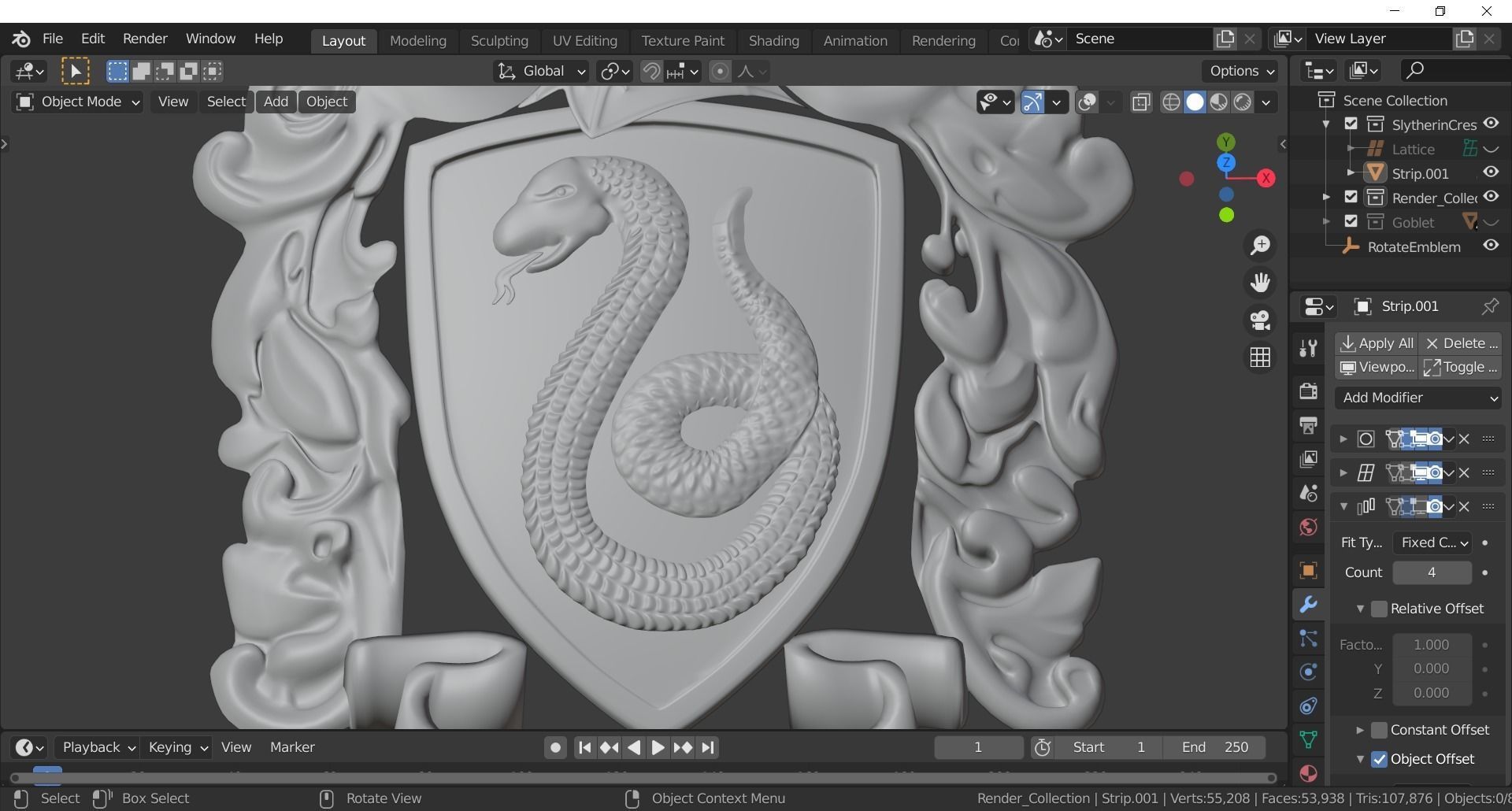 Slytherin Goblet with Crest 3D model_17