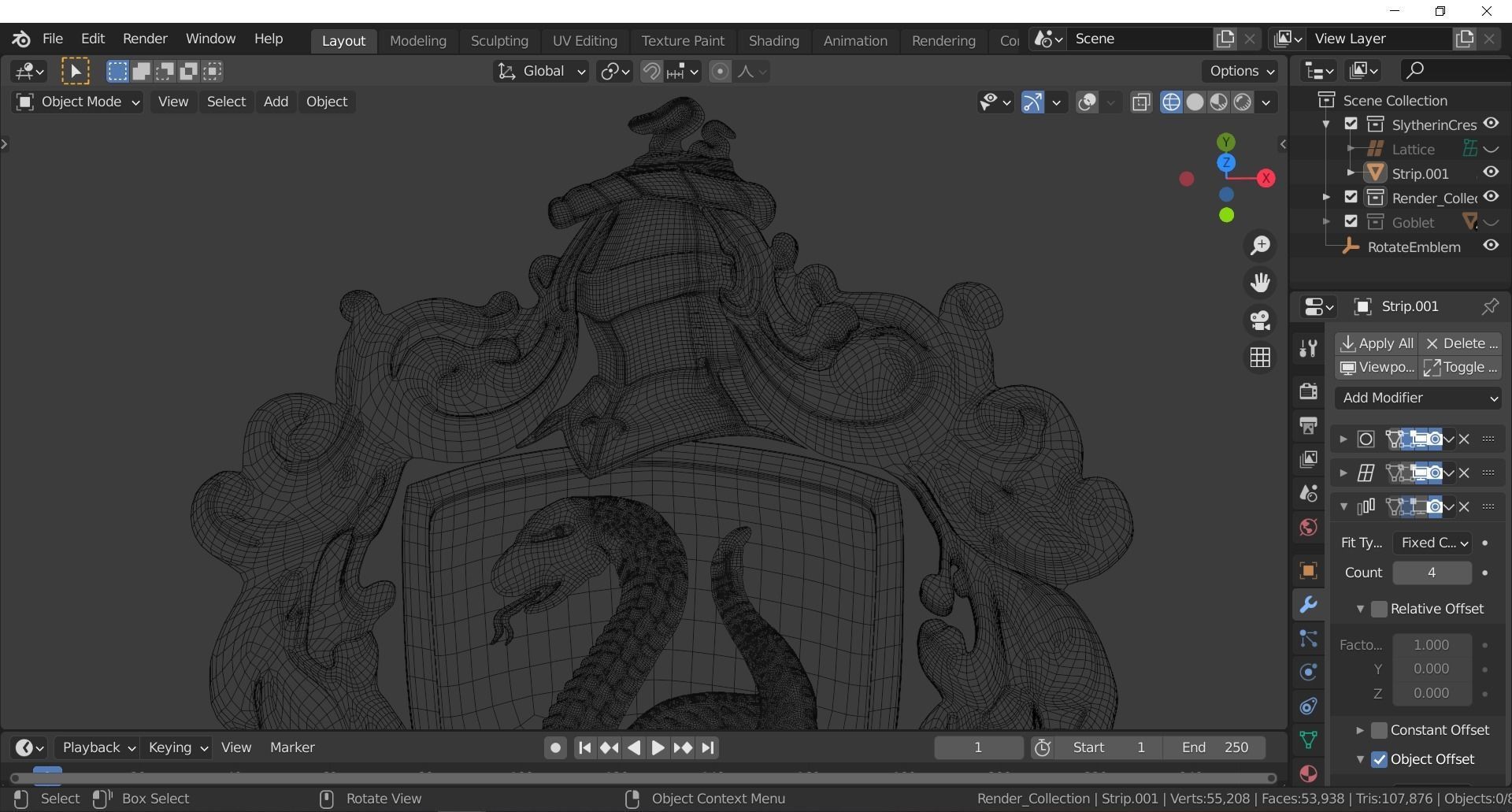 Slytherin Goblet with Crest 3D model_22