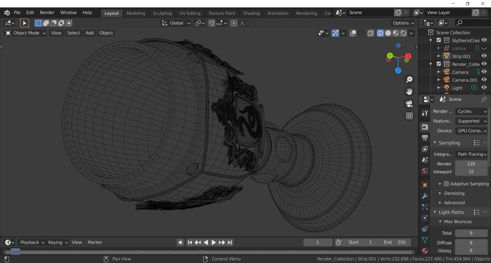Slytherin Goblet with Crest 3D model_13