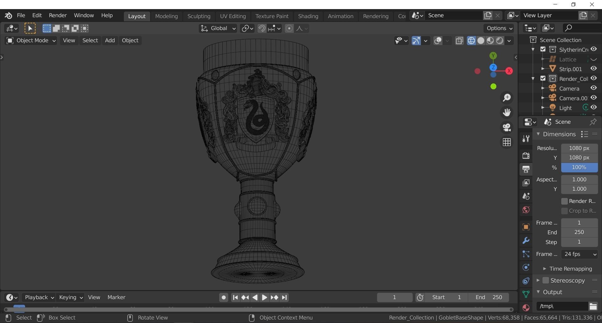 Slytherin Goblet with Crest 3D model_4