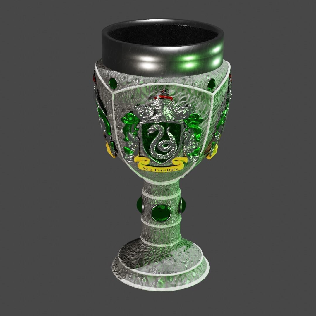 Slytherin Goblet with Crest 3D model_1