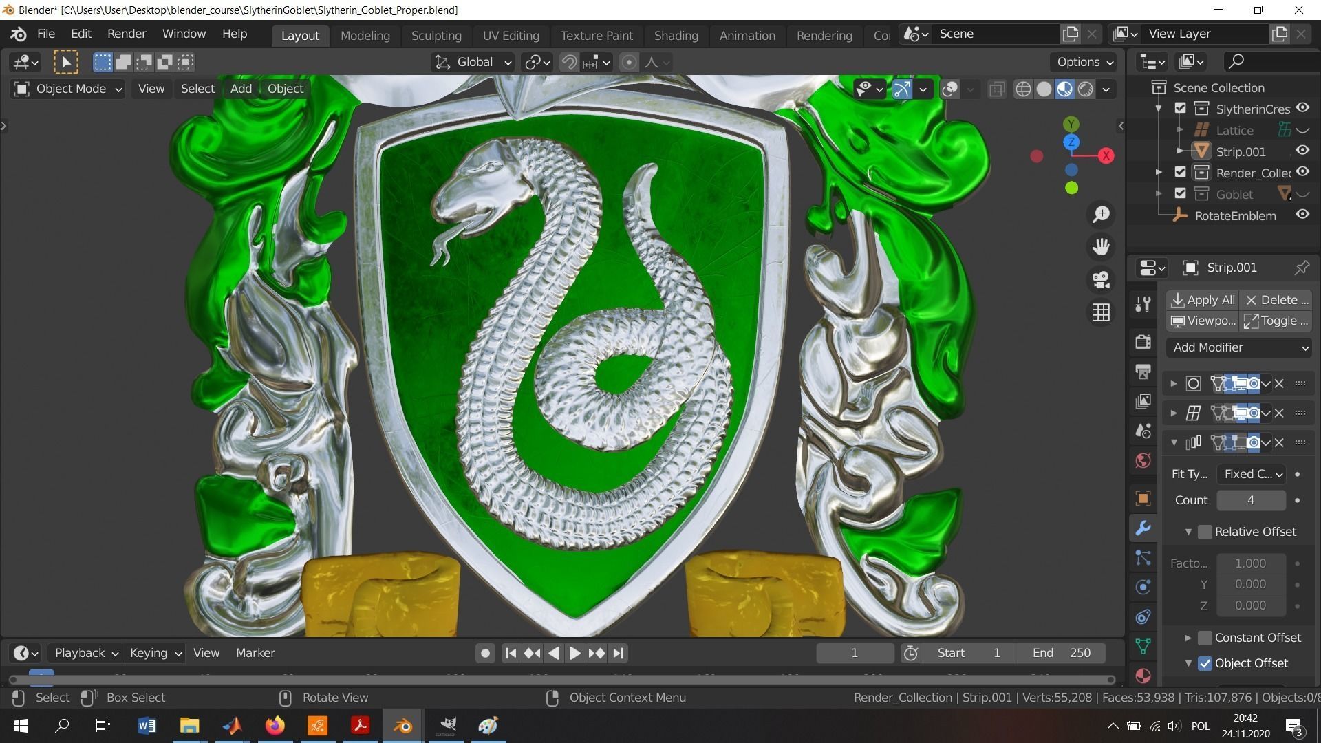 Slytherin Goblet with Crest 3D model_18