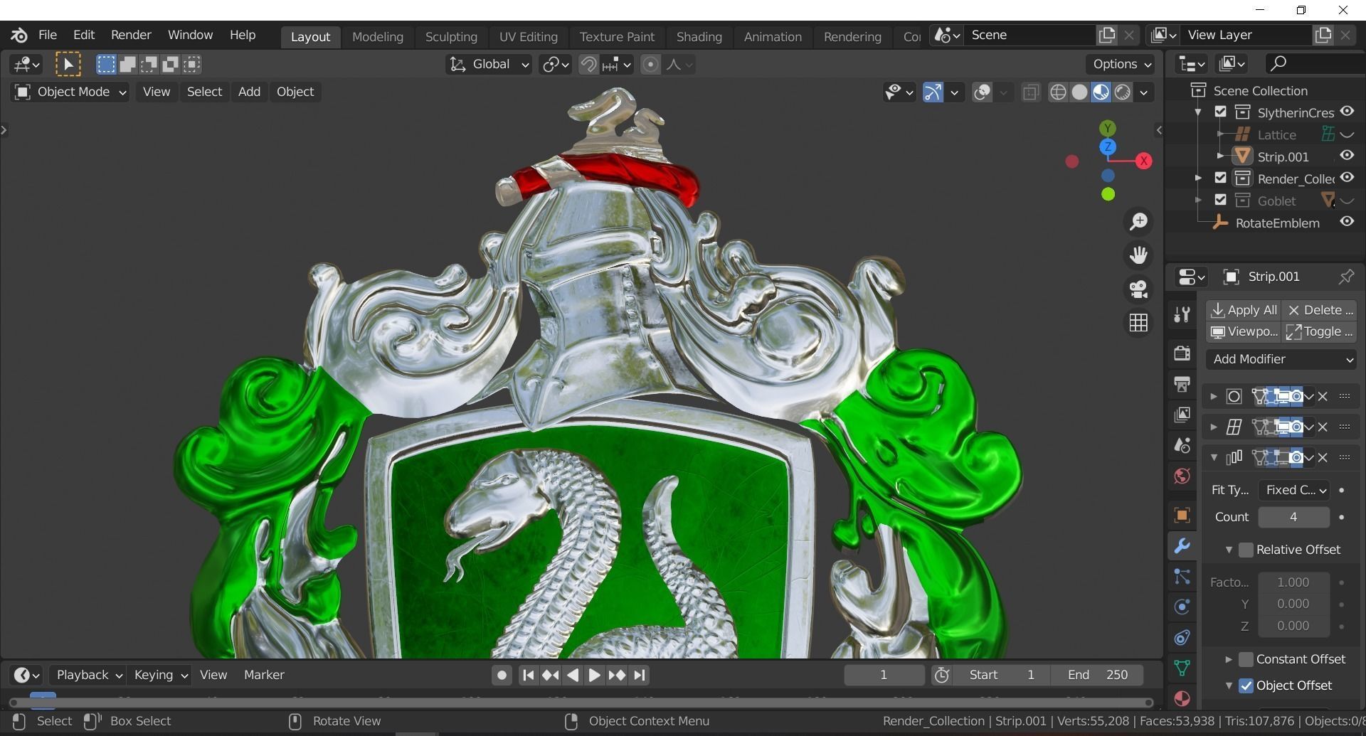 Slytherin Goblet with Crest 3D model_21