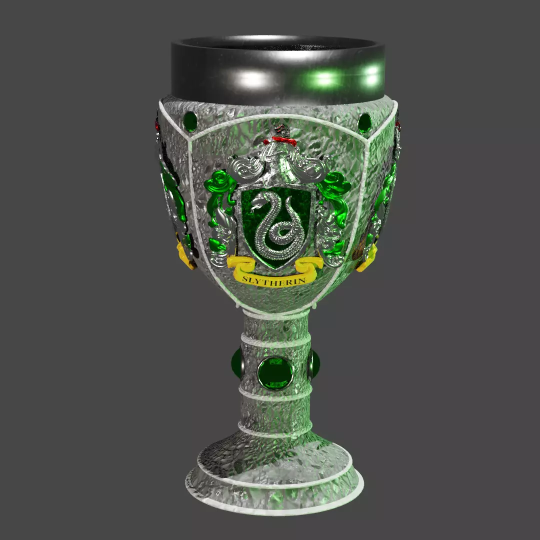 Slytherin Goblet with Crest 3D model_0