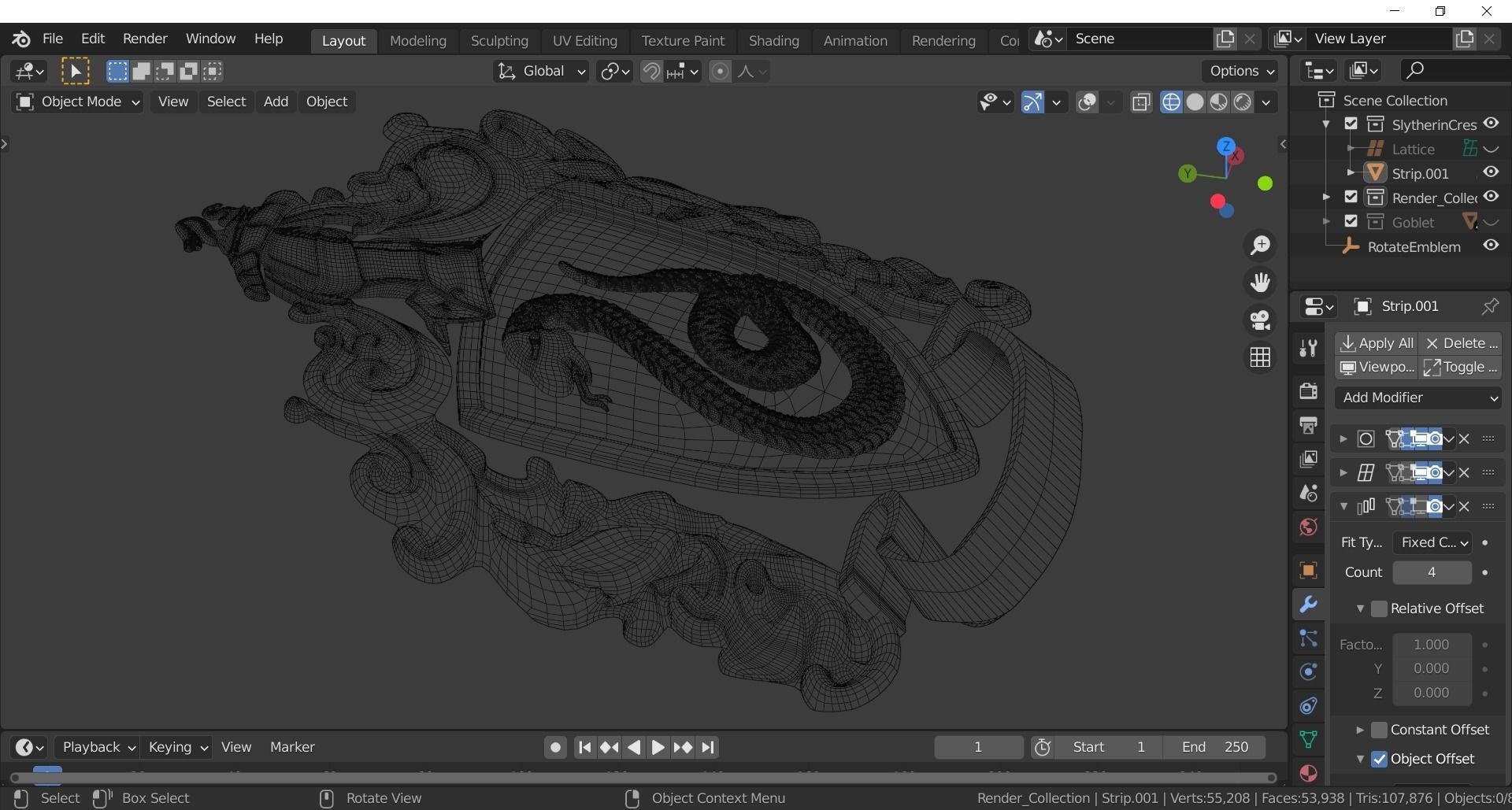 Slytherin Goblet with Crest 3D model_25