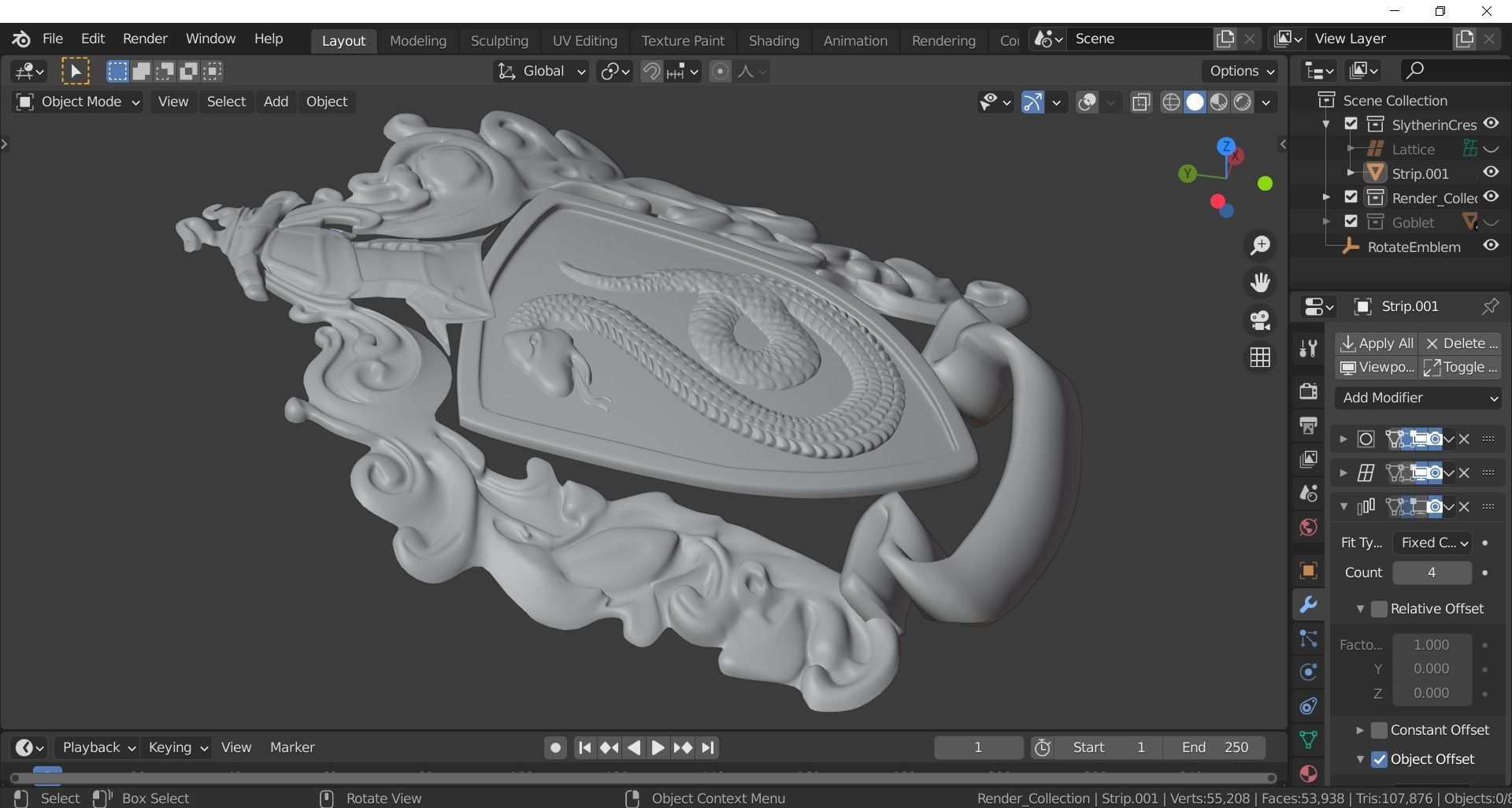 Slytherin Goblet with Crest 3D model_23
