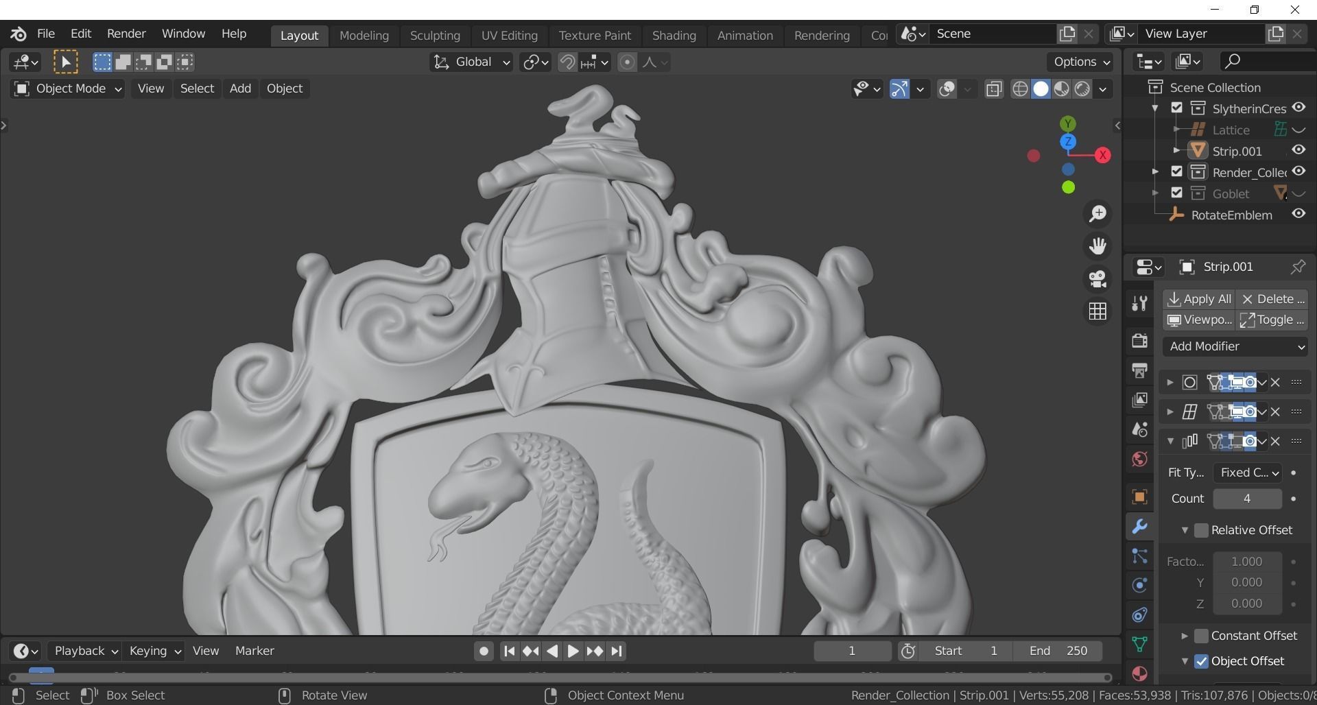 Slytherin Goblet with Crest 3D model_20