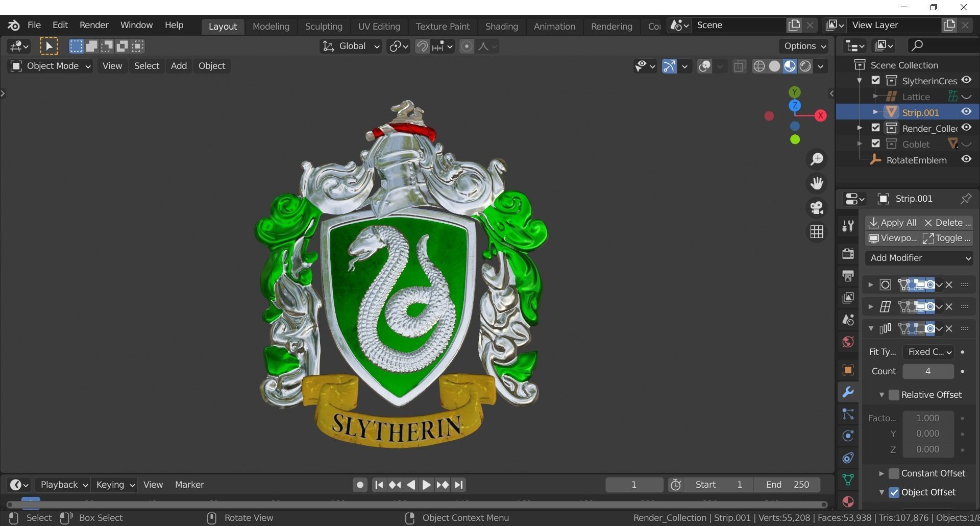 Slytherin Goblet with Crest 3D model_15