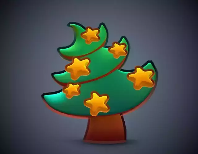 Christmas Tree with Animated Stars 3D model