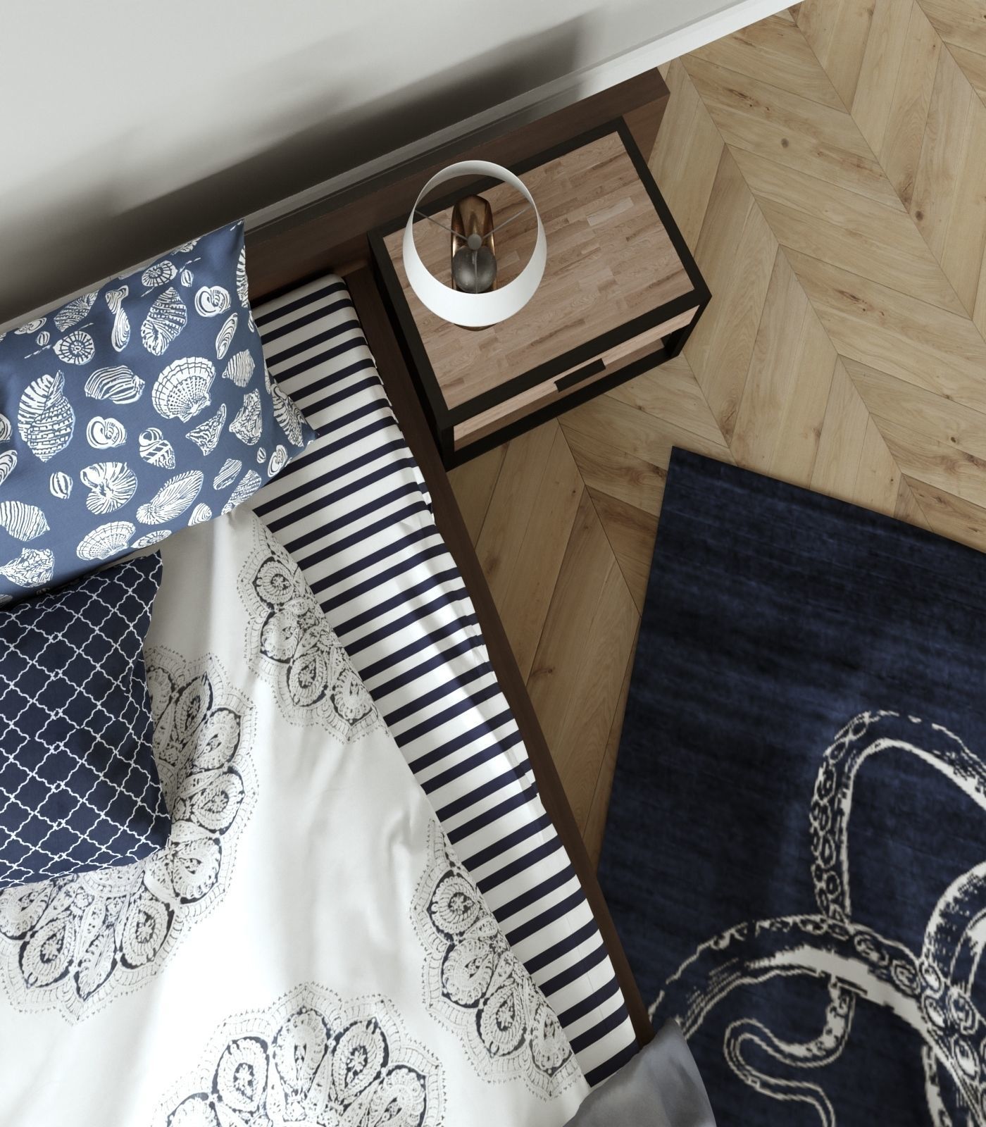 Bedside drawer Loft Industrial furniture Corona Scene 3D model_2