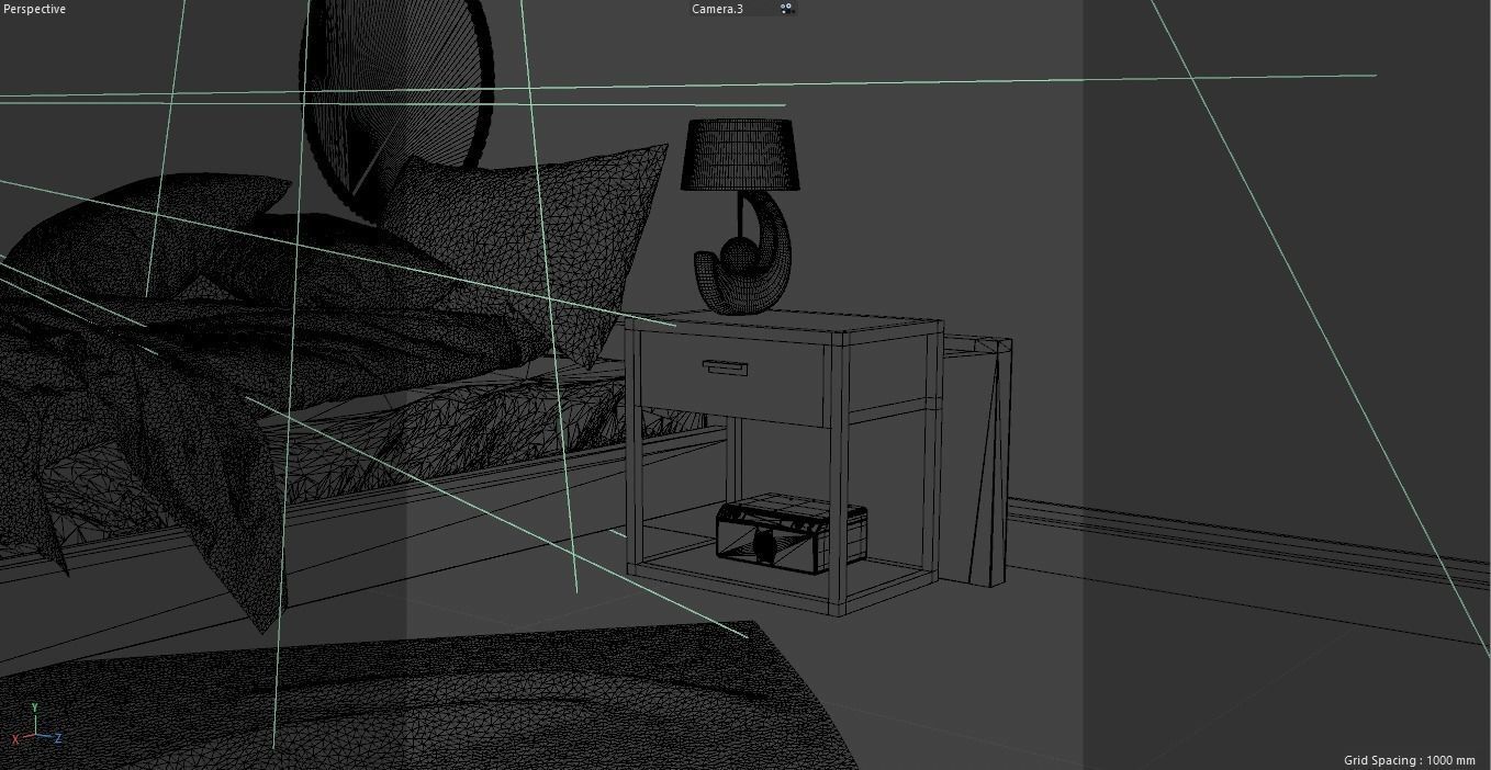 Bedside drawer Loft Industrial furniture Corona Scene 3D model_5