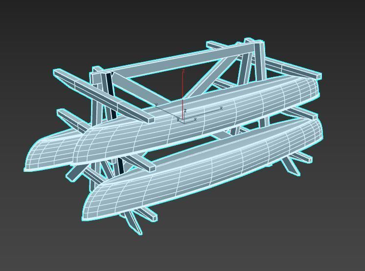 Canoe Storage Rack Low-poly 3D model_11