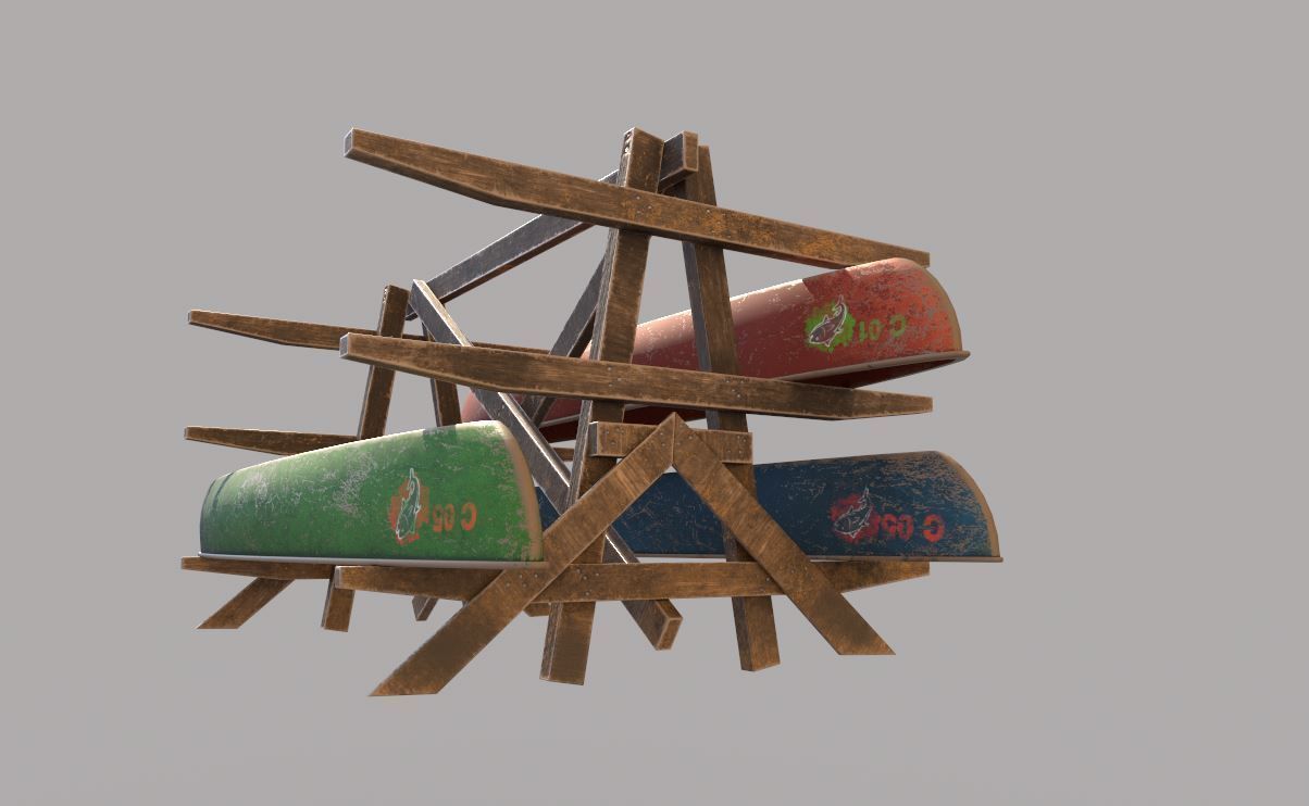 Canoe Storage Rack Low-poly 3D model_9