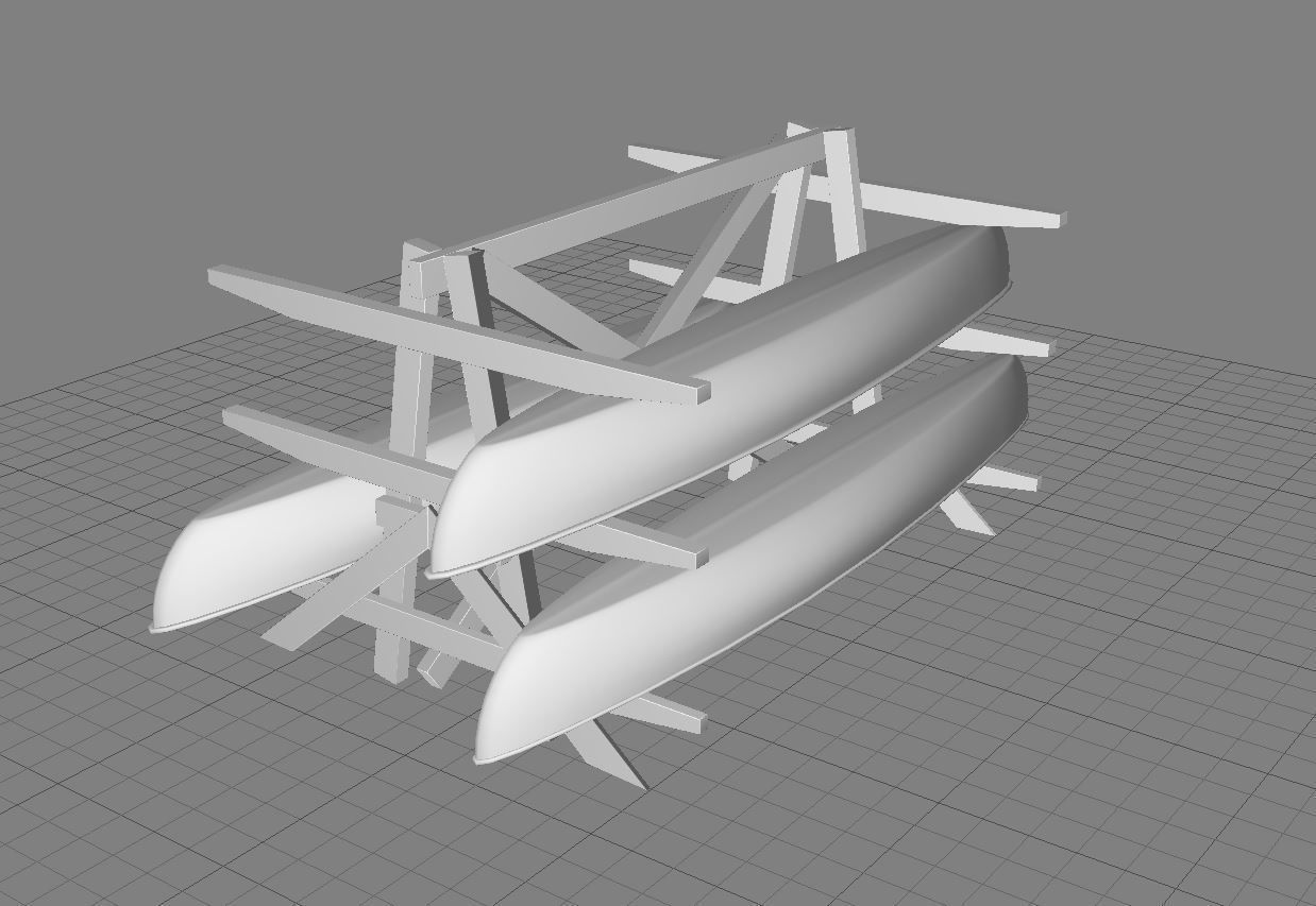 Canoe Storage Rack Low-poly 3D model_12