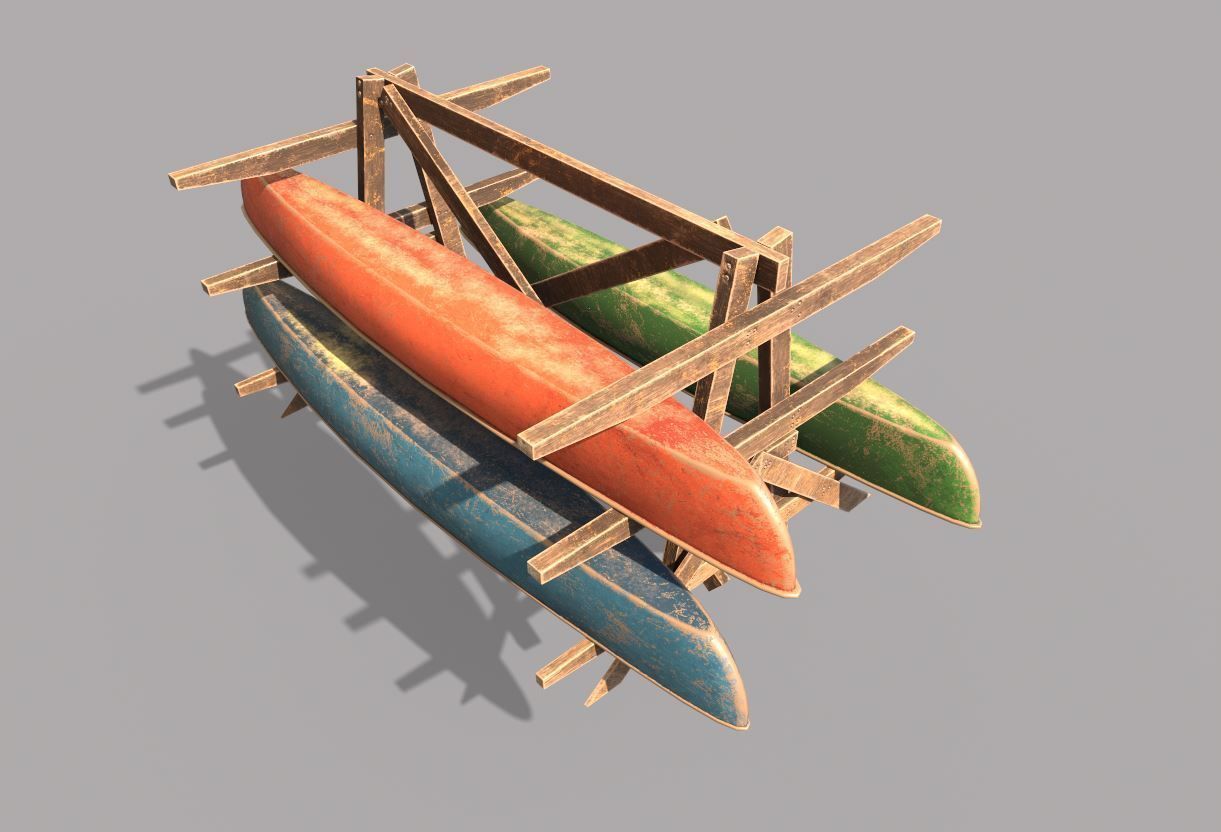Canoe Storage Rack Low-poly 3D model_5