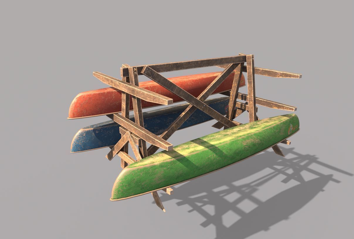 Canoe Storage Rack Low-poly 3D model_7