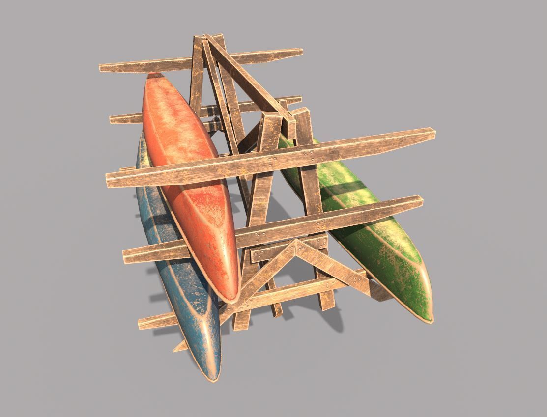 Canoe Storage Rack Low-poly 3D model_6