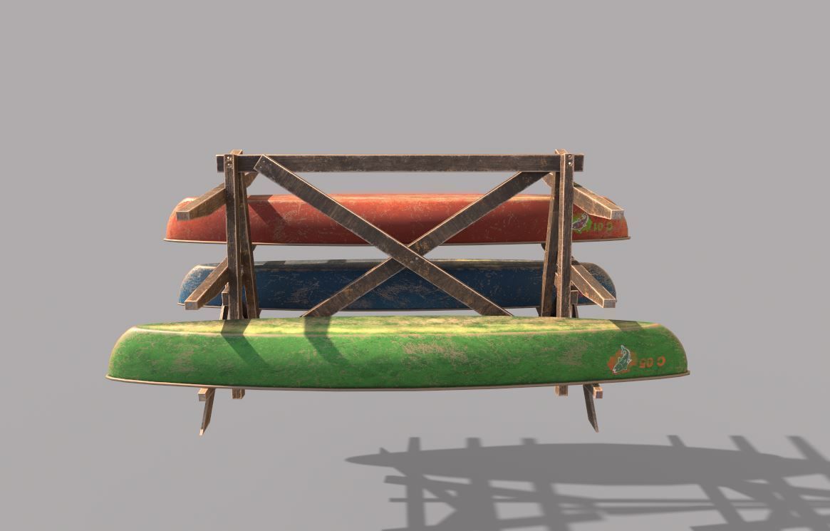 Canoe Storage Rack Low-poly 3D model_8
