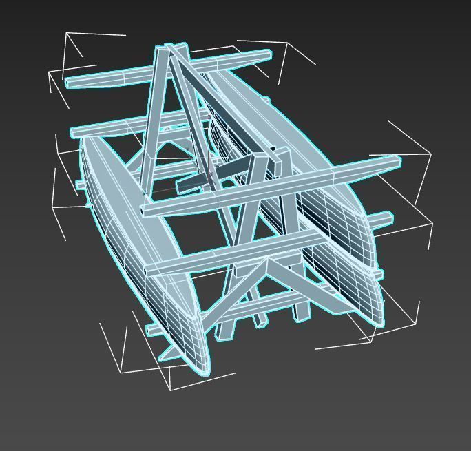 Canoe Storage Rack Low-poly 3D model_13