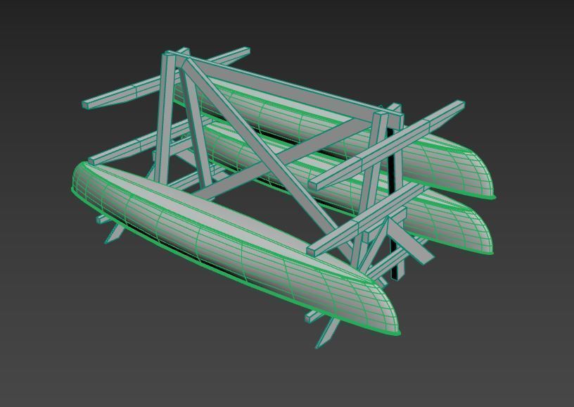 Canoe Storage Rack Low-poly 3D model_10